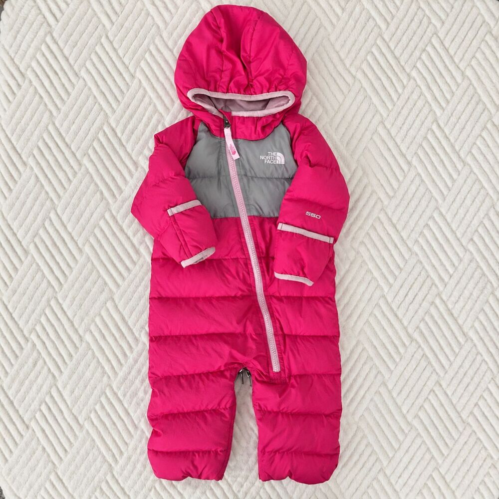 The North Face Infant 3-6M Lil Snuggler 550 Down Bunting Snowsuit Pink Gray